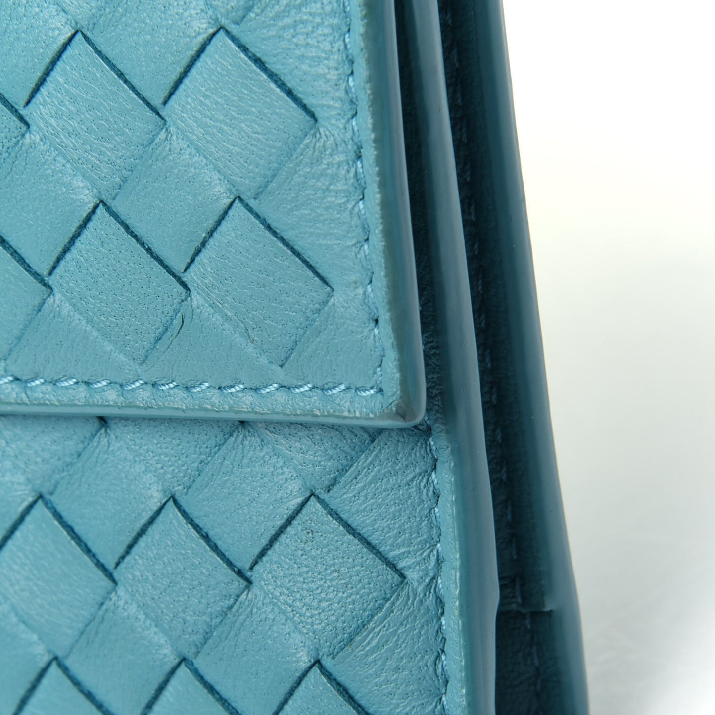 Nappa Intrecciato Trifold Wallet Lagoon
