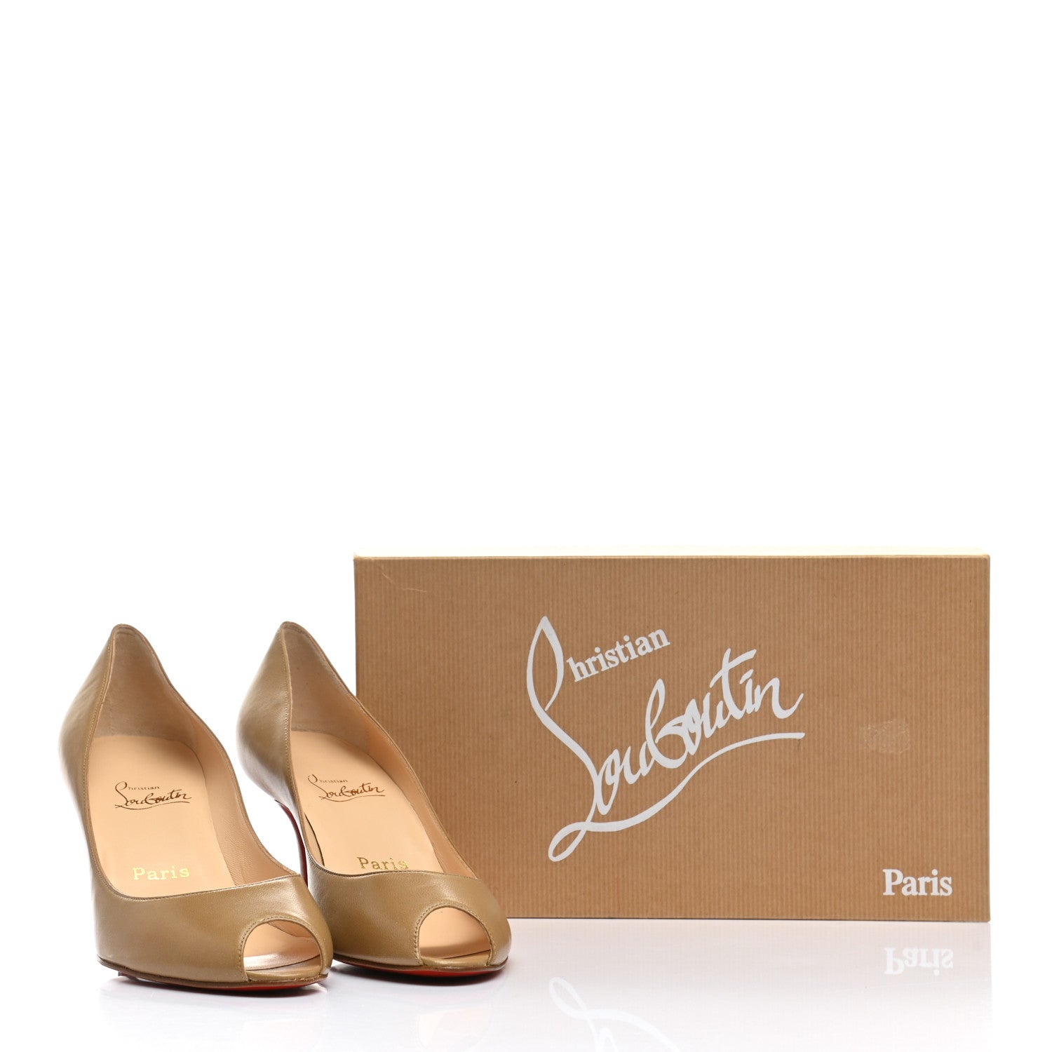 Christian Louboutin Nappa Peep Toe Pump 39.5 Tan 14 of 14