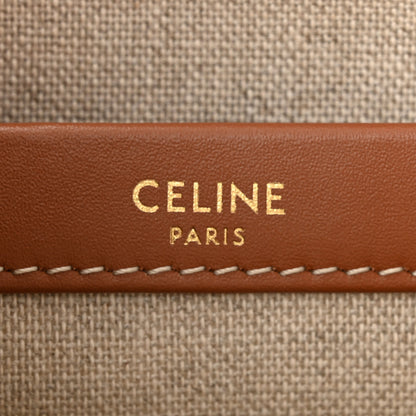 Celine Canvas Calfskin Stripe Triomphe Small Cabas Thais White Blue 6 of 11