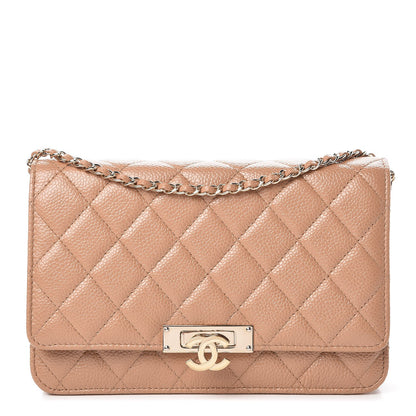 Chanel Caviar Quilted Golden Class Wallet On Chain WOC Beige 1 of 8