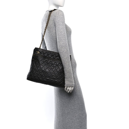 Chanel Calfskin Quilted CC Shopping Tote Black 2 of 12