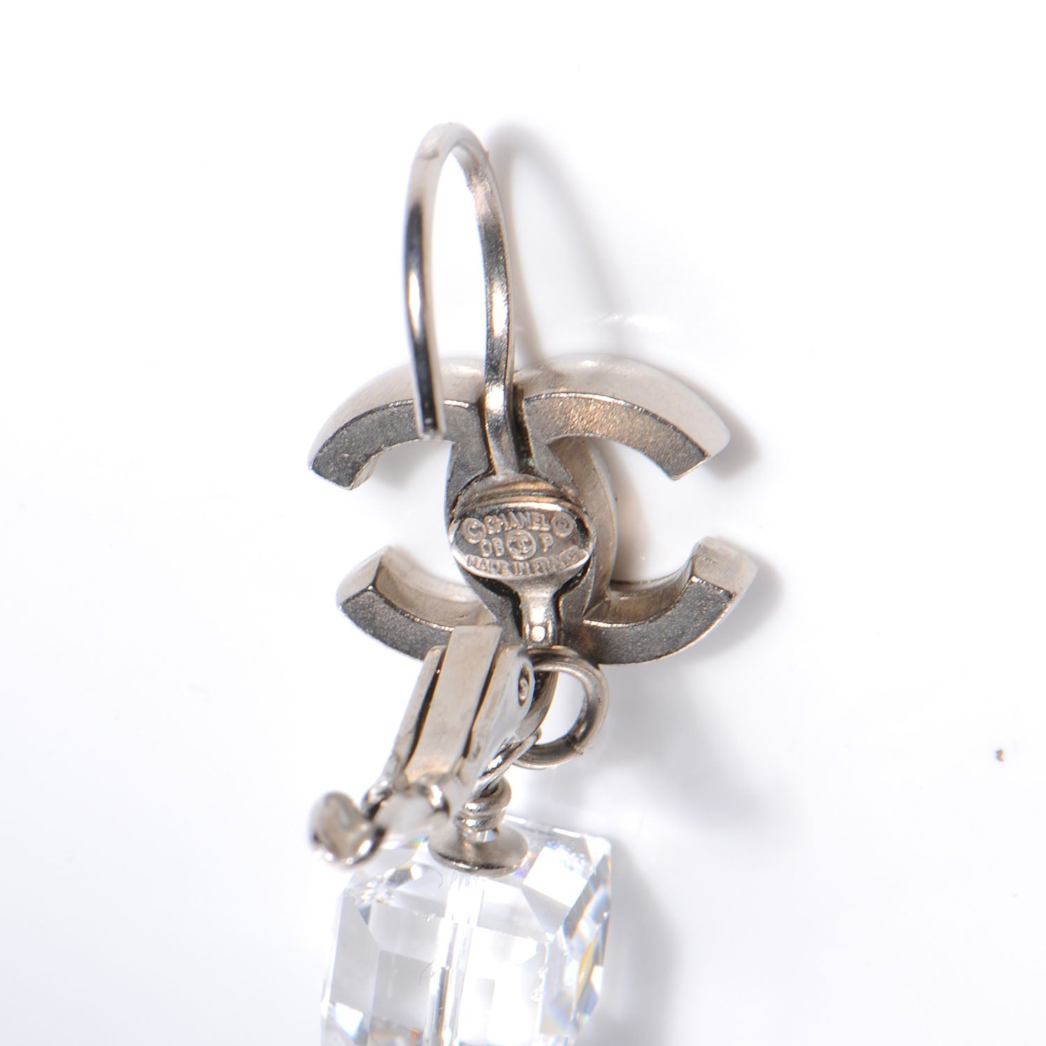 Chanel CC Crystal Dangle Earrings Black 6 of 6