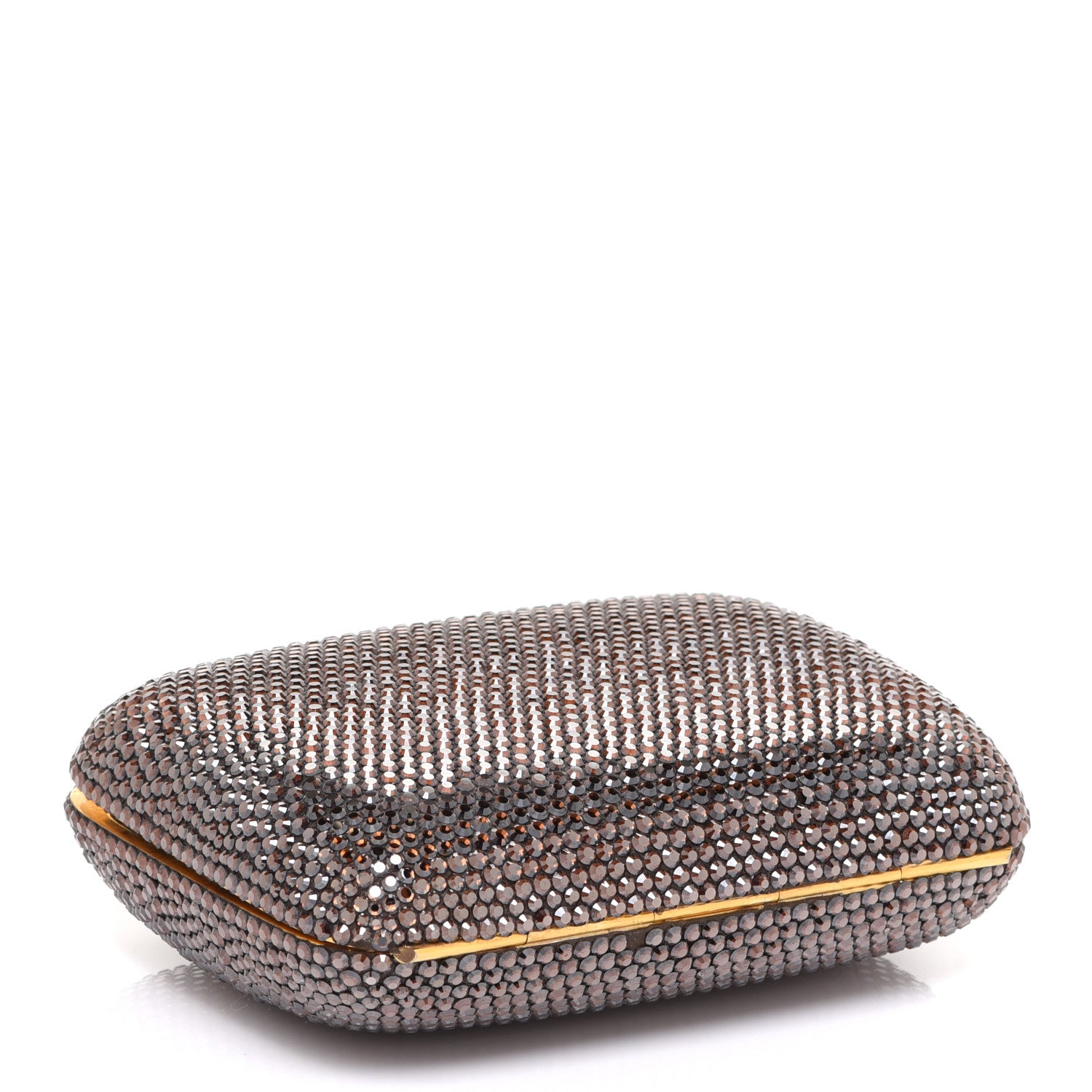 Judith Leiber Swarovski Crystal Minaudiere Clutch Purple Gold 4 of 7