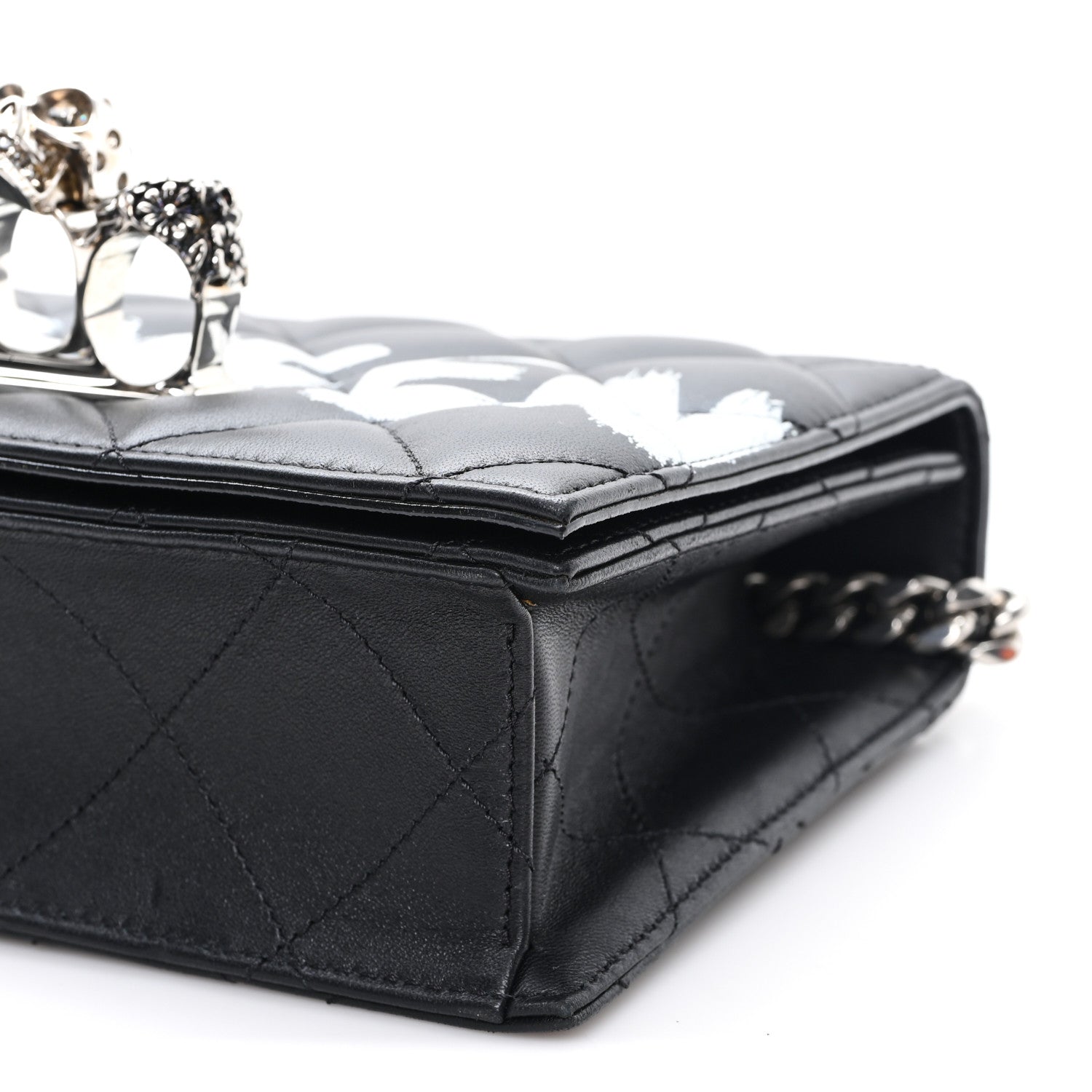 Alexander McQueen Calfskin Quilted Graffiti Knuckle Shoulder Bag Black 9 of 9