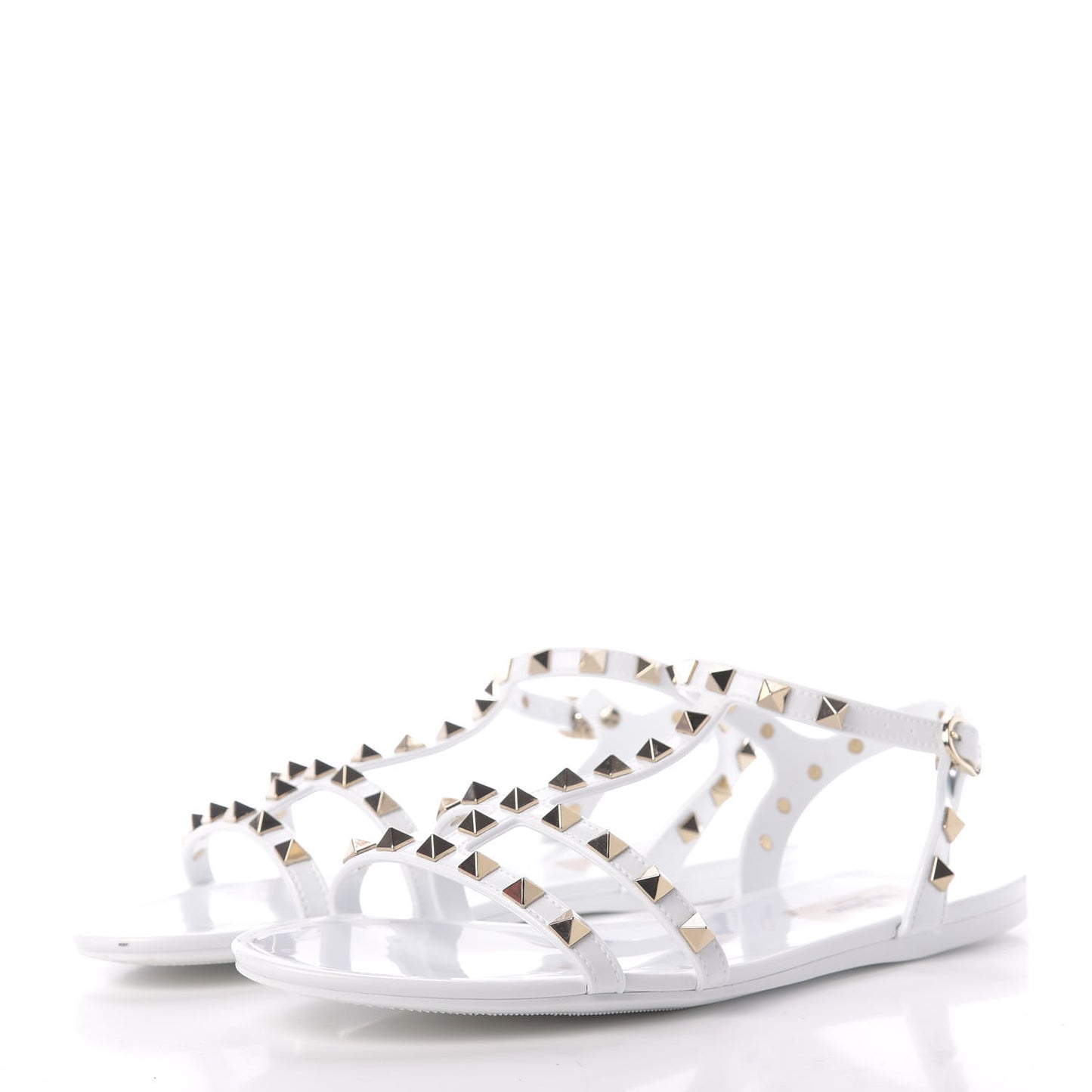 PVC Jelly Rockstud Caged Sandals 39 Optic White