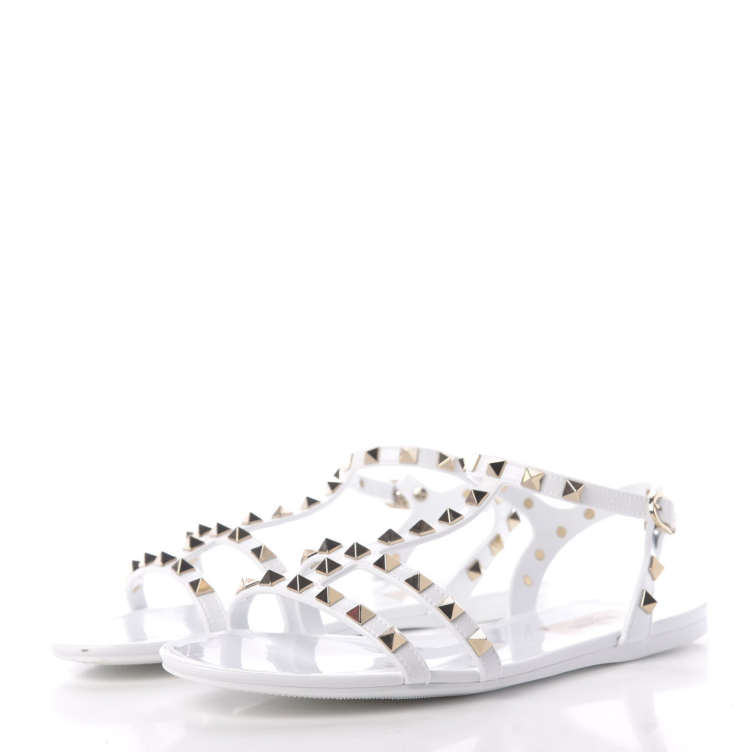 Valentino Garavani PVC Jelly Rockstud Caged Sandals 39 Optic White 3 of 9