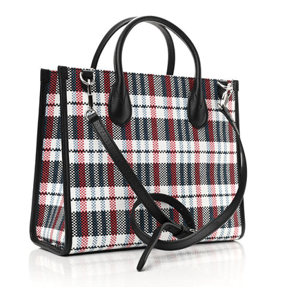 Gucci Canvas Plaid ICCUG Embroidered Small Tote Bag Black White Red Blue Smile Yellow 3 of 10