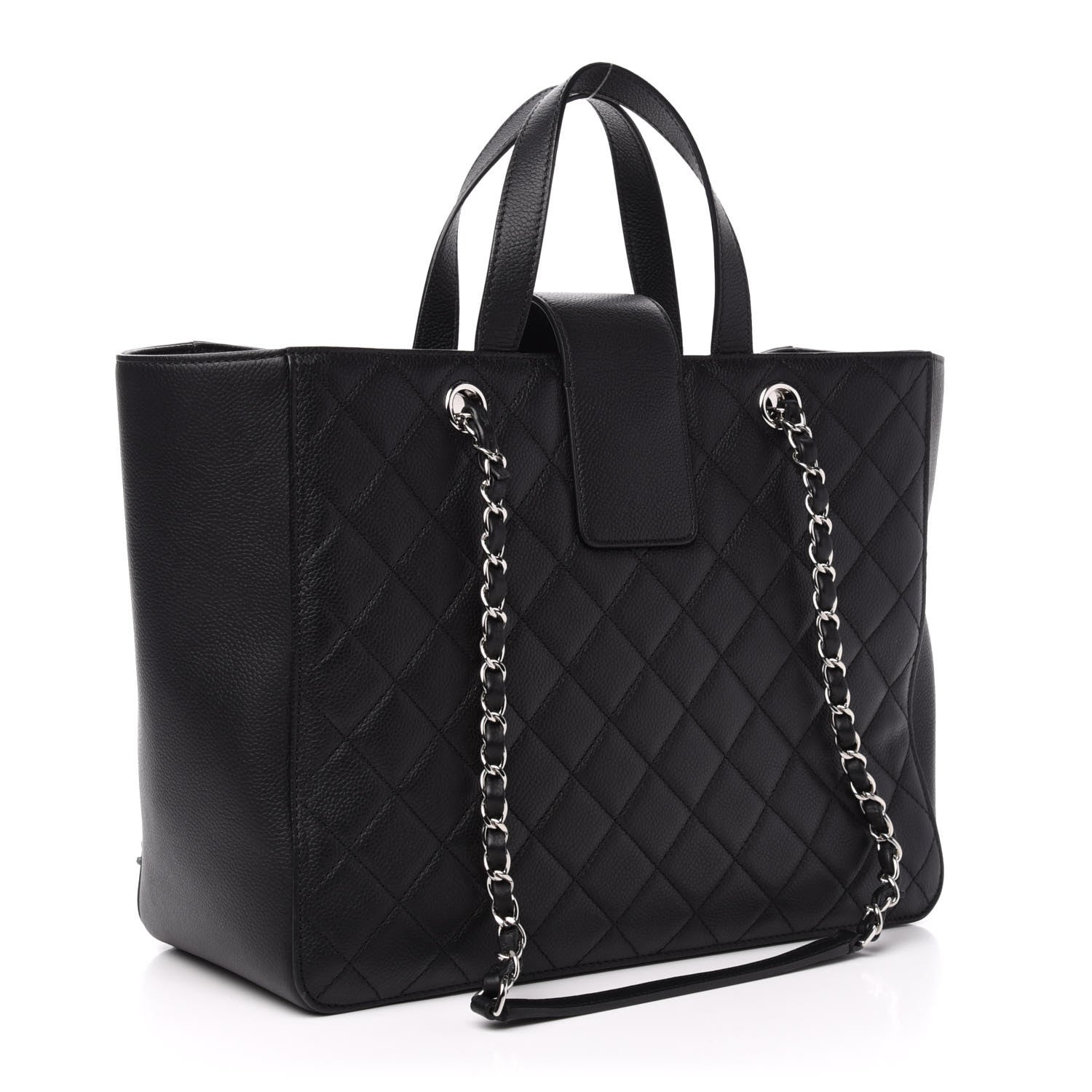 Chanel Caviar Quilted Large CC Box Shopping Tote Black 4 of 13