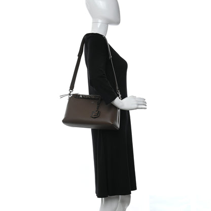 Fendi Vitello Dolce Bi-Color FF 1974 Embossed Medium By The Way Boston Bag Maya Black 2 of 10