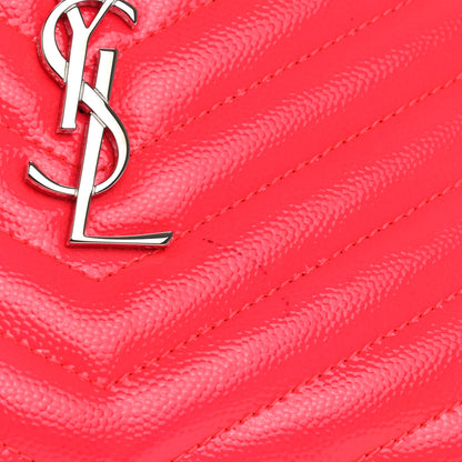 Saint Laurent Patent Grain De Poudre Matelasse Chevron Monogram Bill Pouch Neon Pink 11 of 12