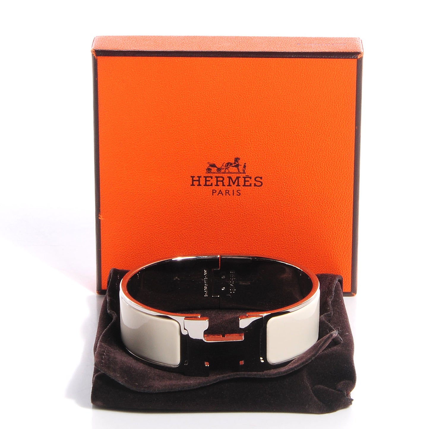 Enamel Wide Clic Clac H Bracelet GM Craie