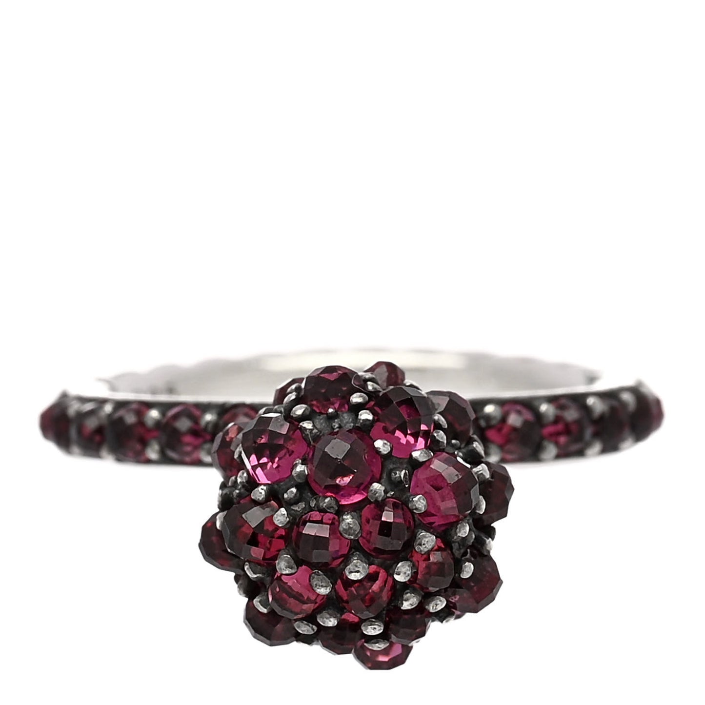 Sterling Silver Rhodolite Garnet Cable Berries Ring 52 6