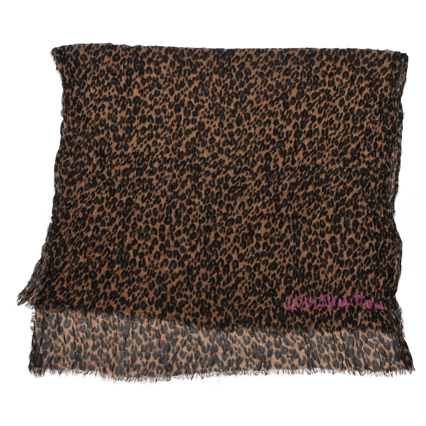 Cashmere Silk Leopard Etole Stole Marron