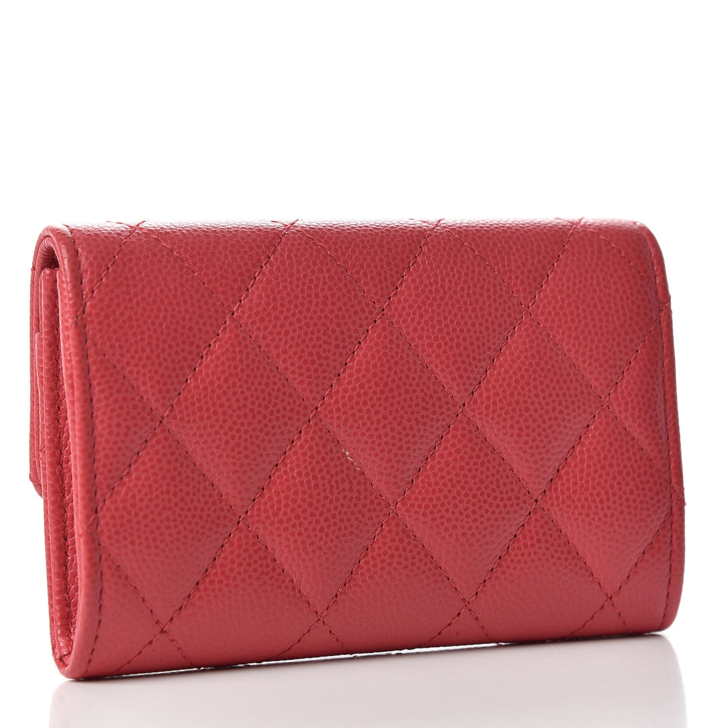 Caviar Quilted Flap Card Holder Dark Pink
