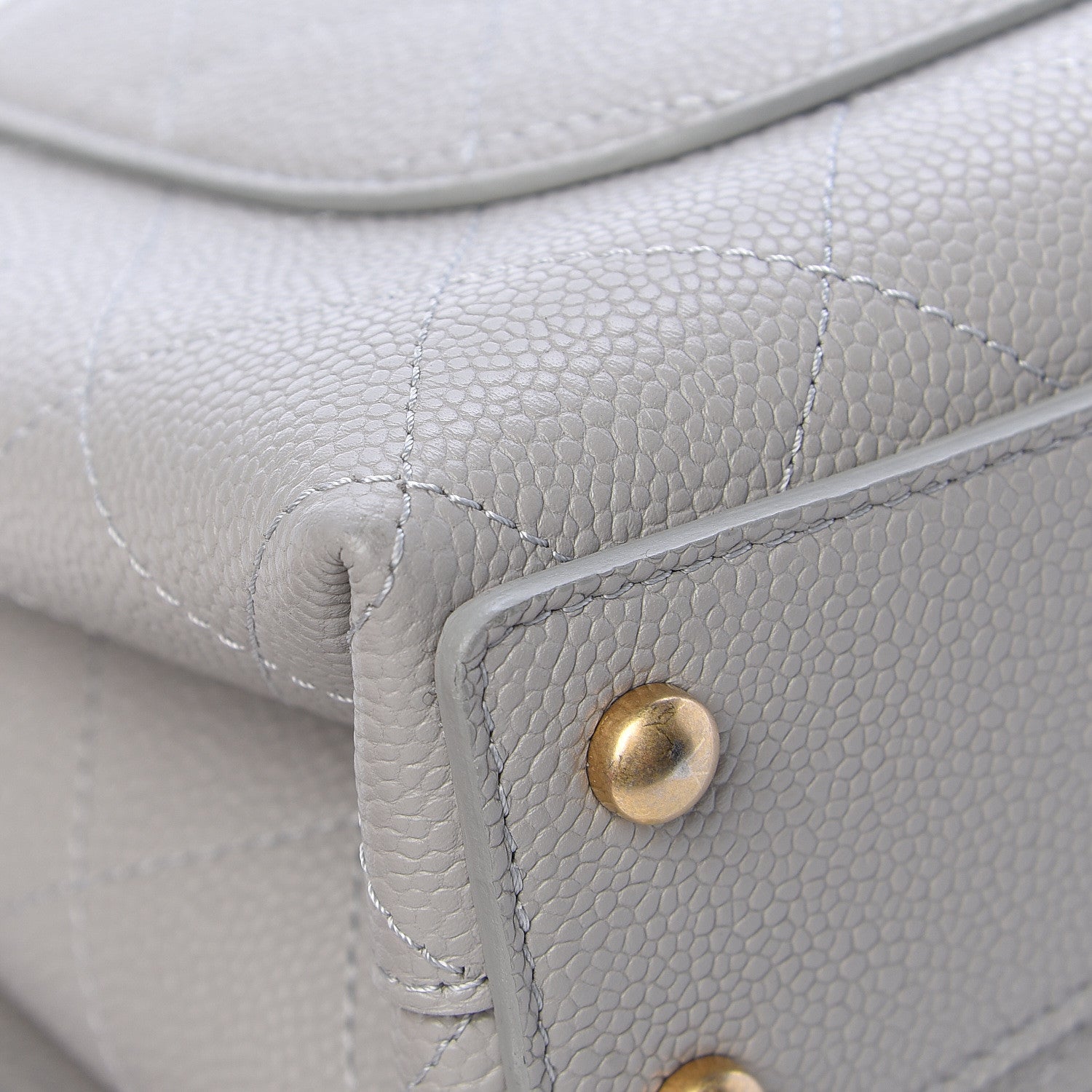 Chanel Grained Calfskin Small Stitched Flap Grey 11 of 13