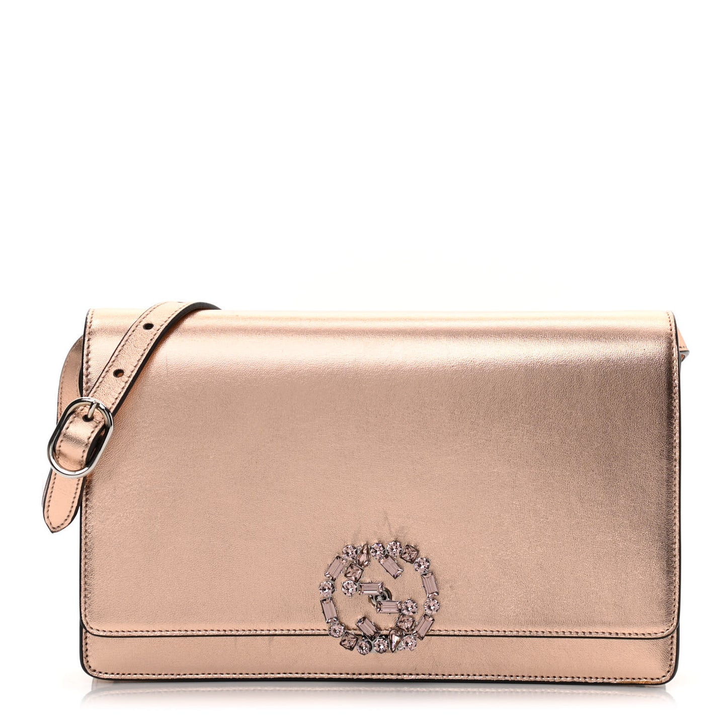 Metallic Nappa Crystal GG Broadway Shoulder Bag Pink