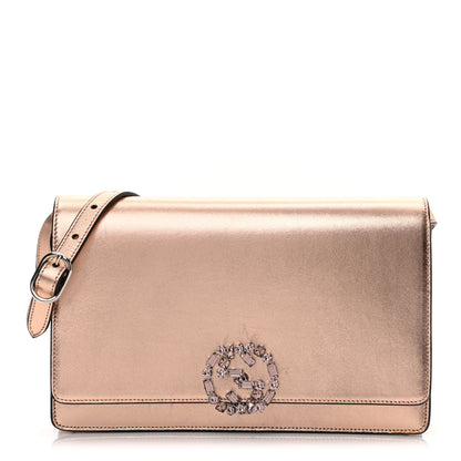 Gucci Metallic Nappa Crystal GG Broadway Shoulder Bag Pink 1 of 35