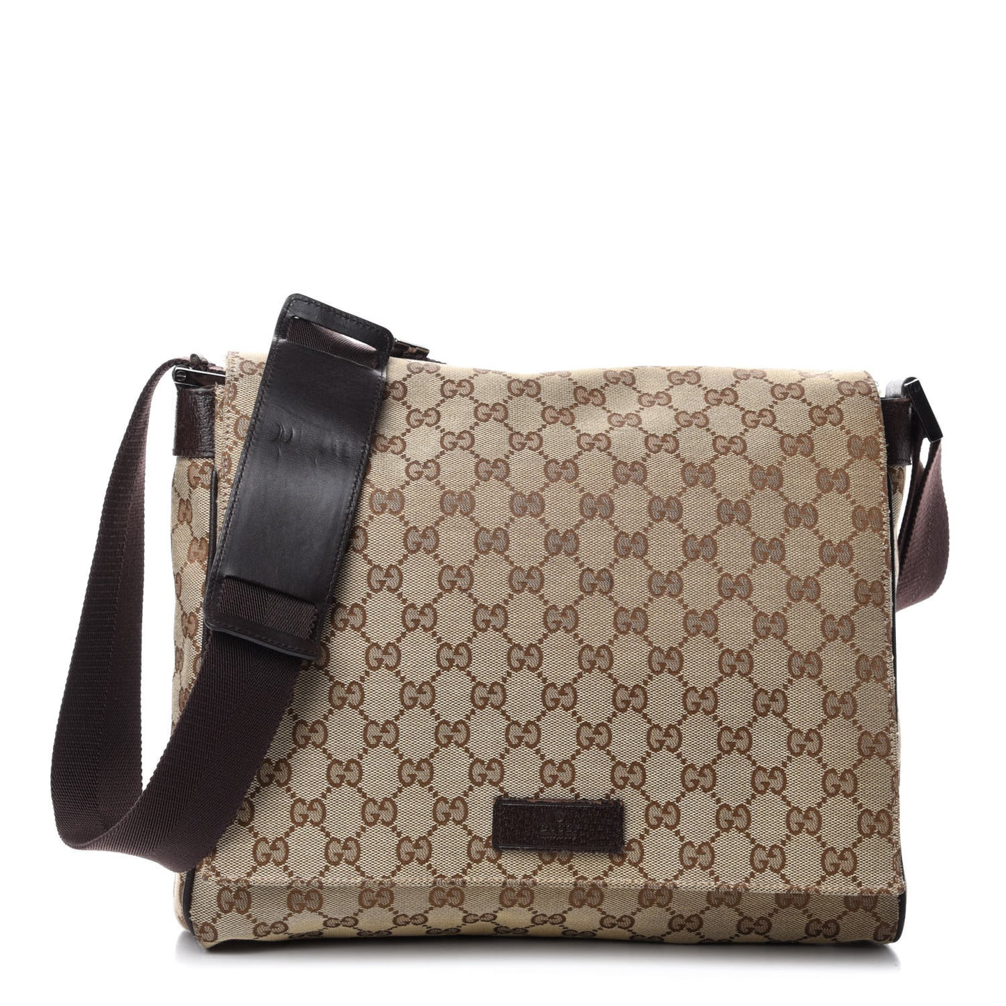 Monogram Small Flap Messenger Bag Beige Dark Brown