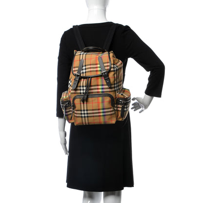 Burberry Vintage Rainbow Check Medium Rucksack Backpack Antique Yellow 2 of 7