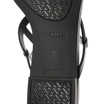 Hermes Rubber Womens Egerie Sandals 38 Black 8 of 9