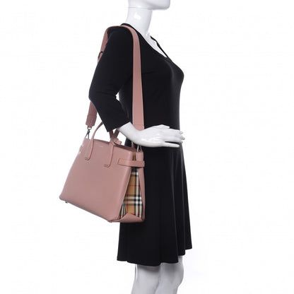 Burberry Grainy Calfskin House Check Medium Banner Tote Ash Rose 2 of 12