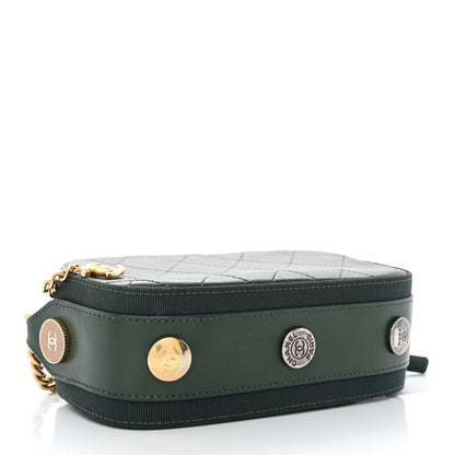 Chanel Calfskin Grosgrain Stitched Button Up Camera Case Green 4 of 12