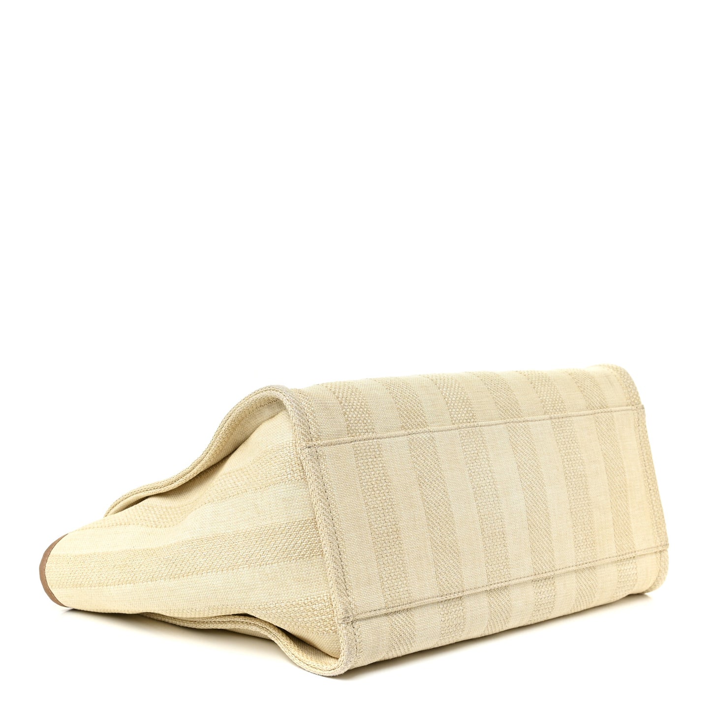 Mixed Fibers Striped Medium Deauville Tote Beige