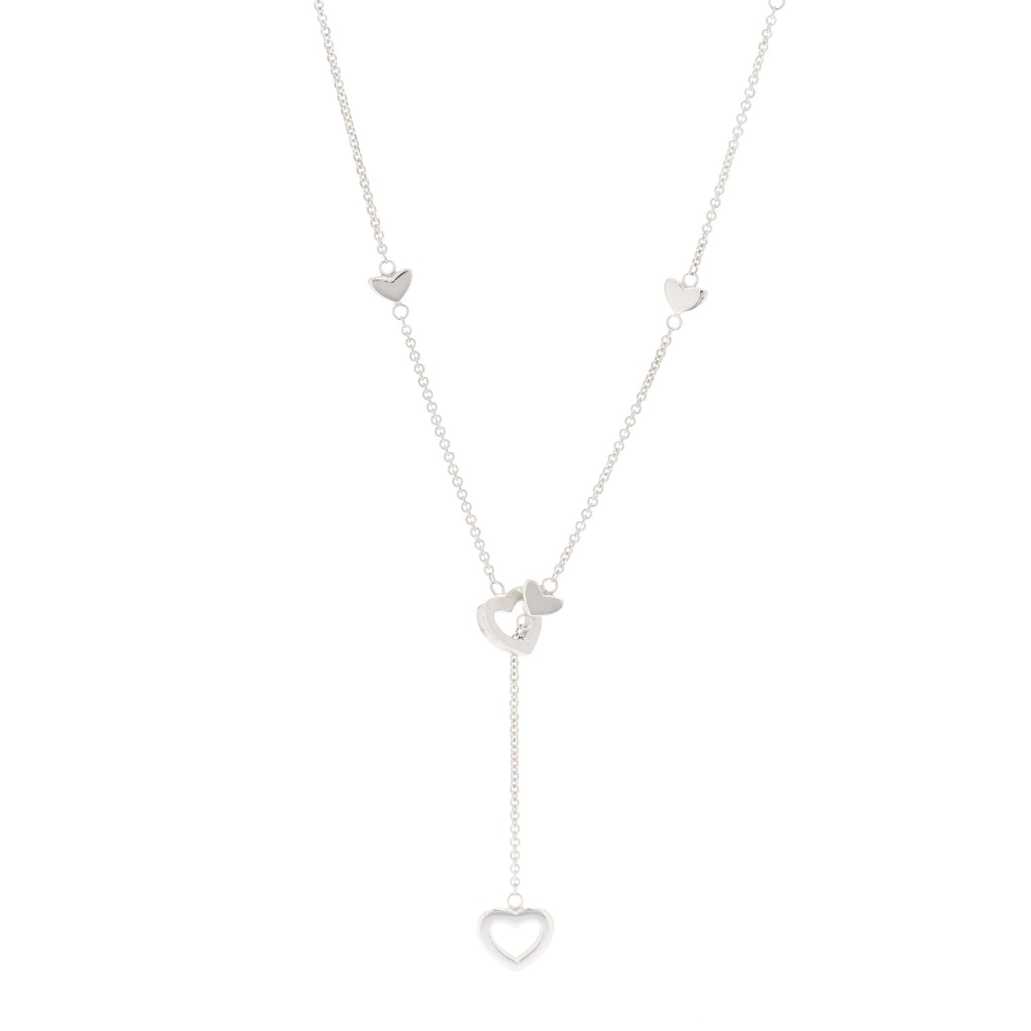 Sterling Silver Heart Lariat Necklace