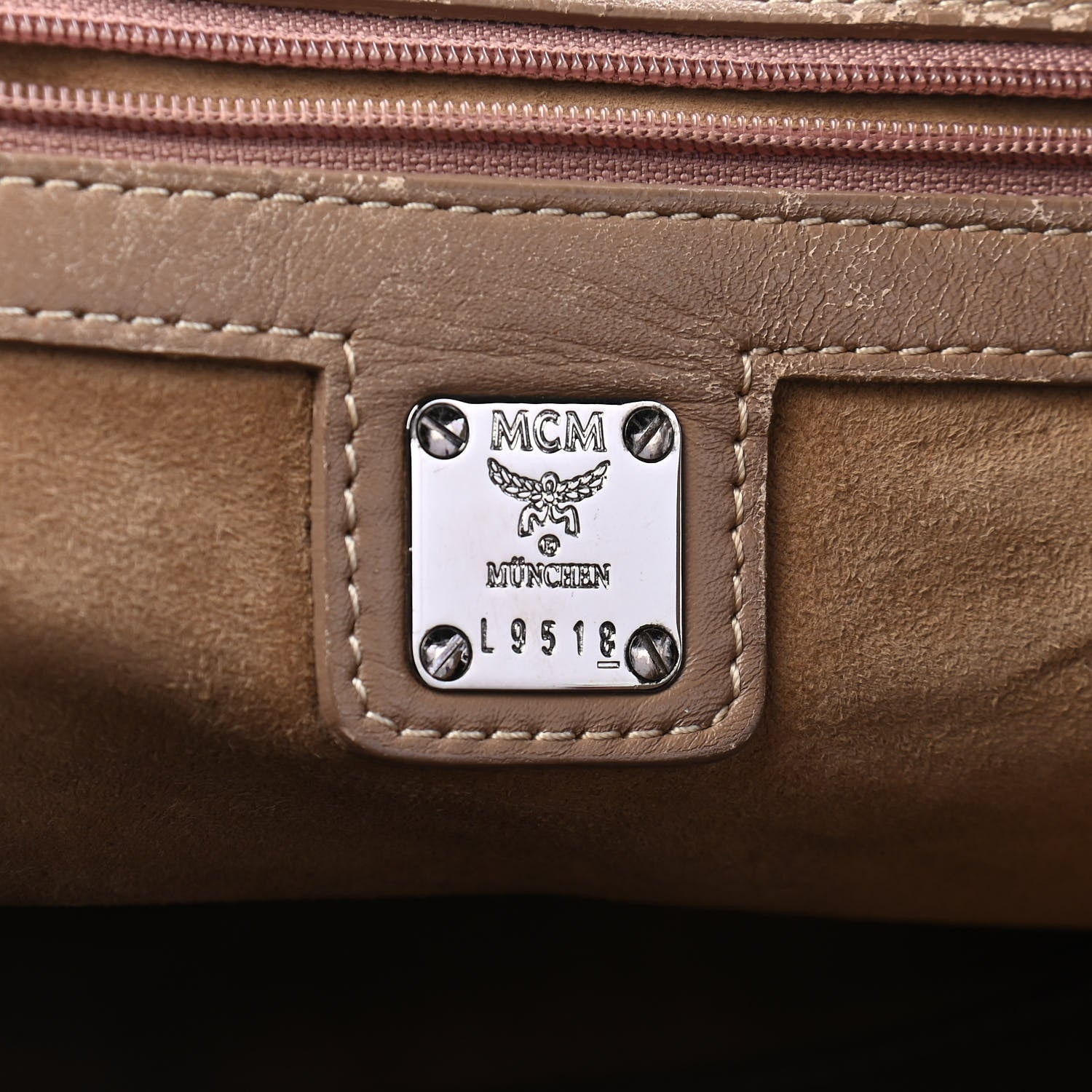 MCM Calfskin Quilted Bucket Bag Beige 6 of 11