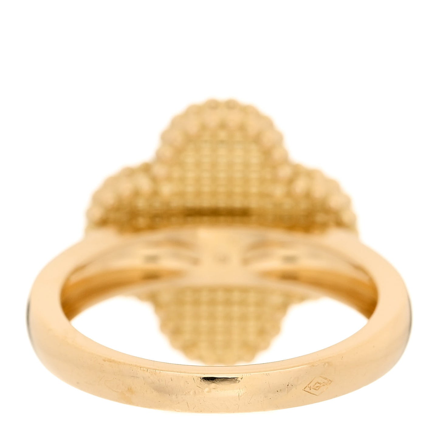 18K Yellow Gold Diamond Mother of Pearl Vintage Alhambra Ring 51 5.75