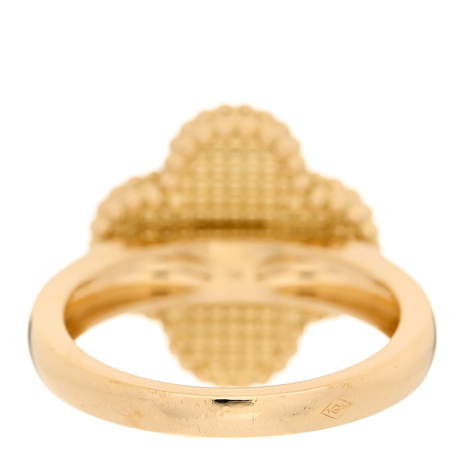 Van Cleef & Arpels 18K Yellow Gold Diamond Mother of Pearl Vintage Alhambra Ring 51 5.75 4 of 7