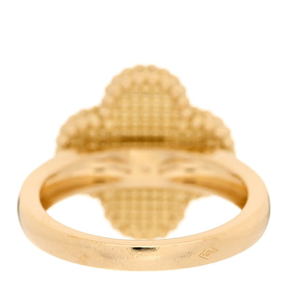 Van Cleef & Arpels 18K Yellow Gold Diamond Mother of Pearl Vintage Alhambra Ring 51 5.75 4 of 7