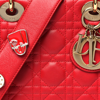 Christian Dior Lambskin Cannage Small Lucky Badges My Lady Dior Red 8 of 16