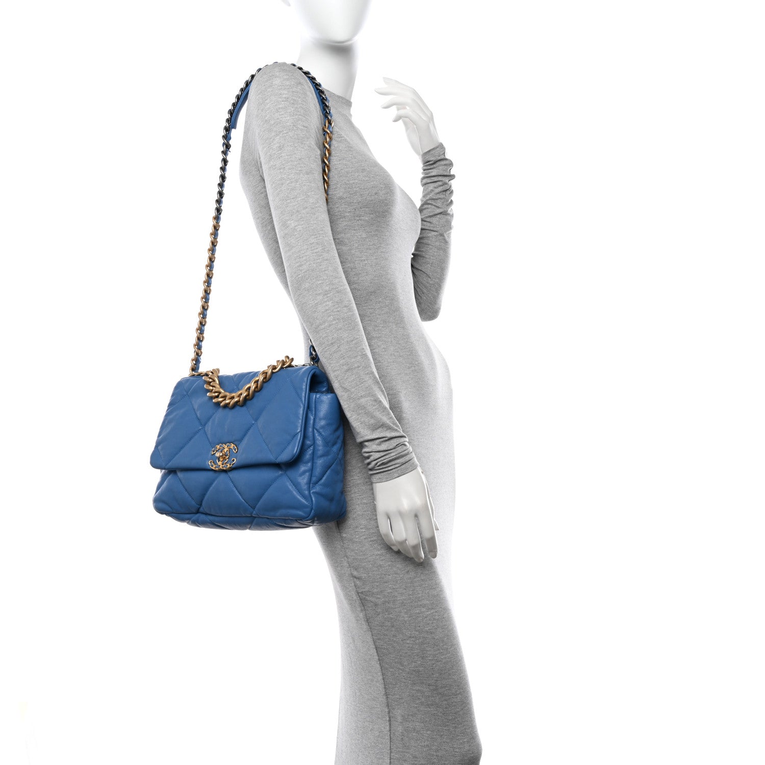 Chanel Goatskin Quilted Large Chanel 19 Flap Blue 2 of 12