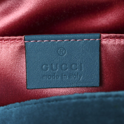 Gucci Velvet Matelasse Small GG Marmont Chain Shoulder Bag Pavone Cyan 6 of 10