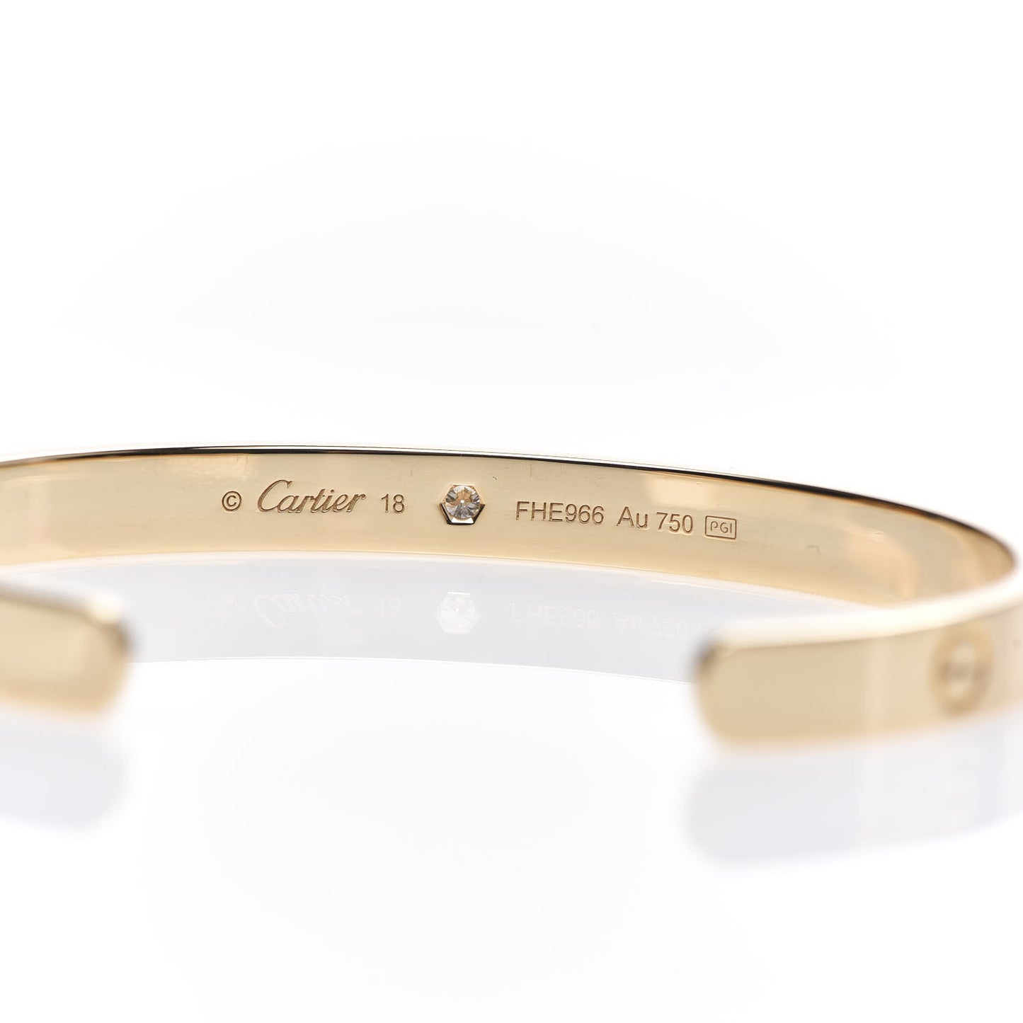 18K Yellow Gold 1 Diamond LOVE Cuff Bracelet 18