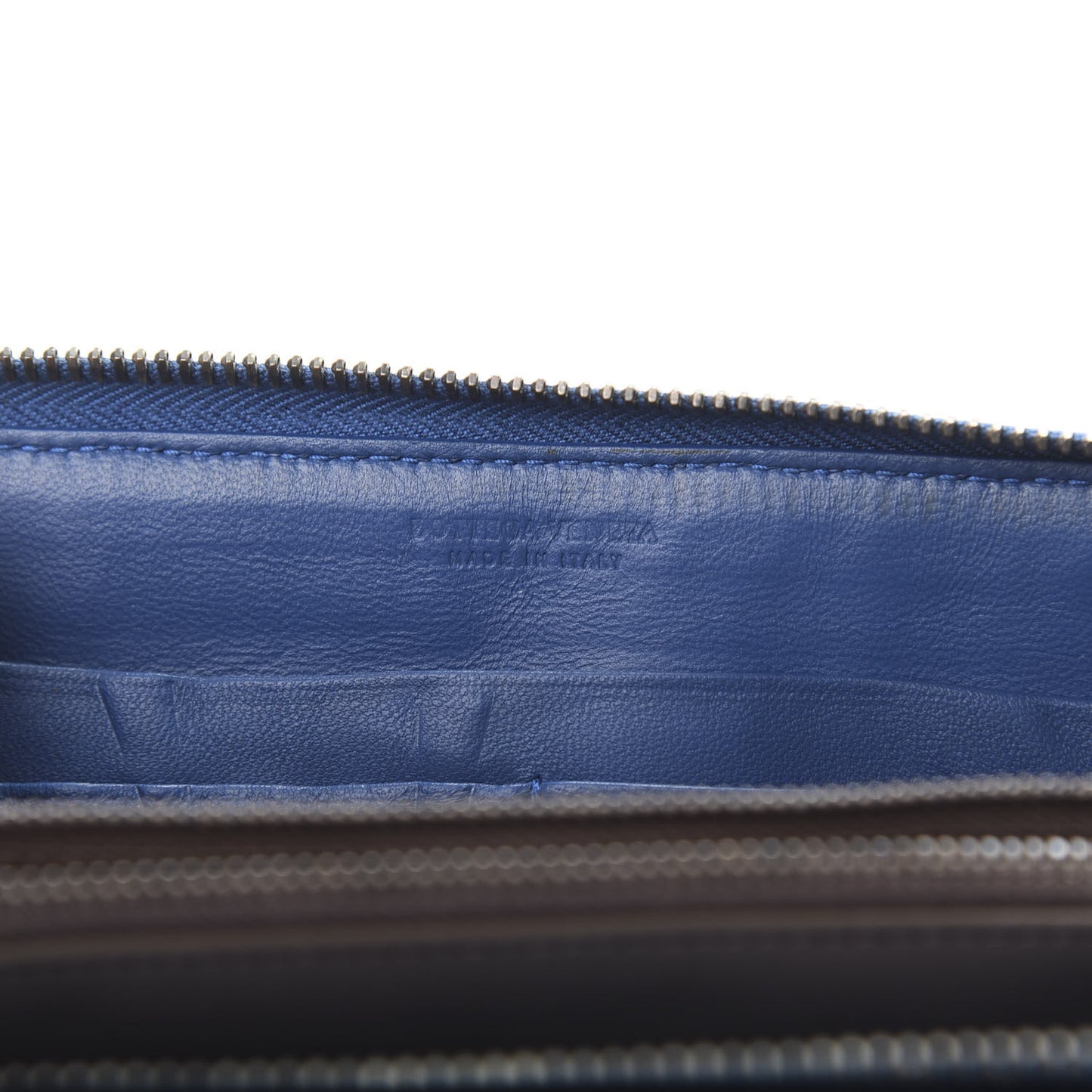 Nappa Intrecciato Zip Around Wallet Blue