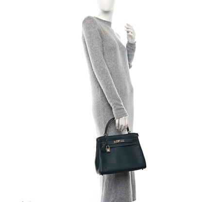 Hermes Togo Horseshoe Kelly Retourne 28 Vert Cypress Lime Rose Sakura 2 of 11