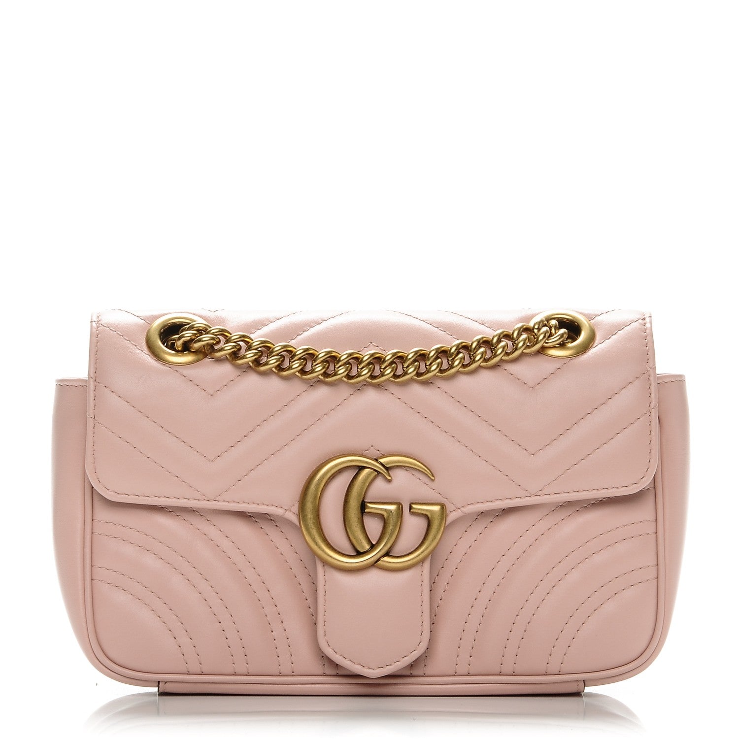 Gucci Calfskin Matelasse Mini GG Marmont Shoulder Bag Perfect Pink 1 of 7