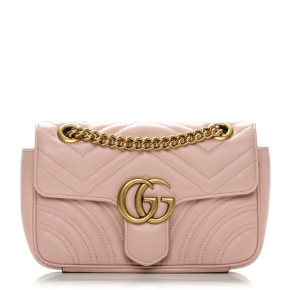 Gucci Calfskin Matelasse Mini GG Marmont Shoulder Bag Perfect Pink 1 of 7
