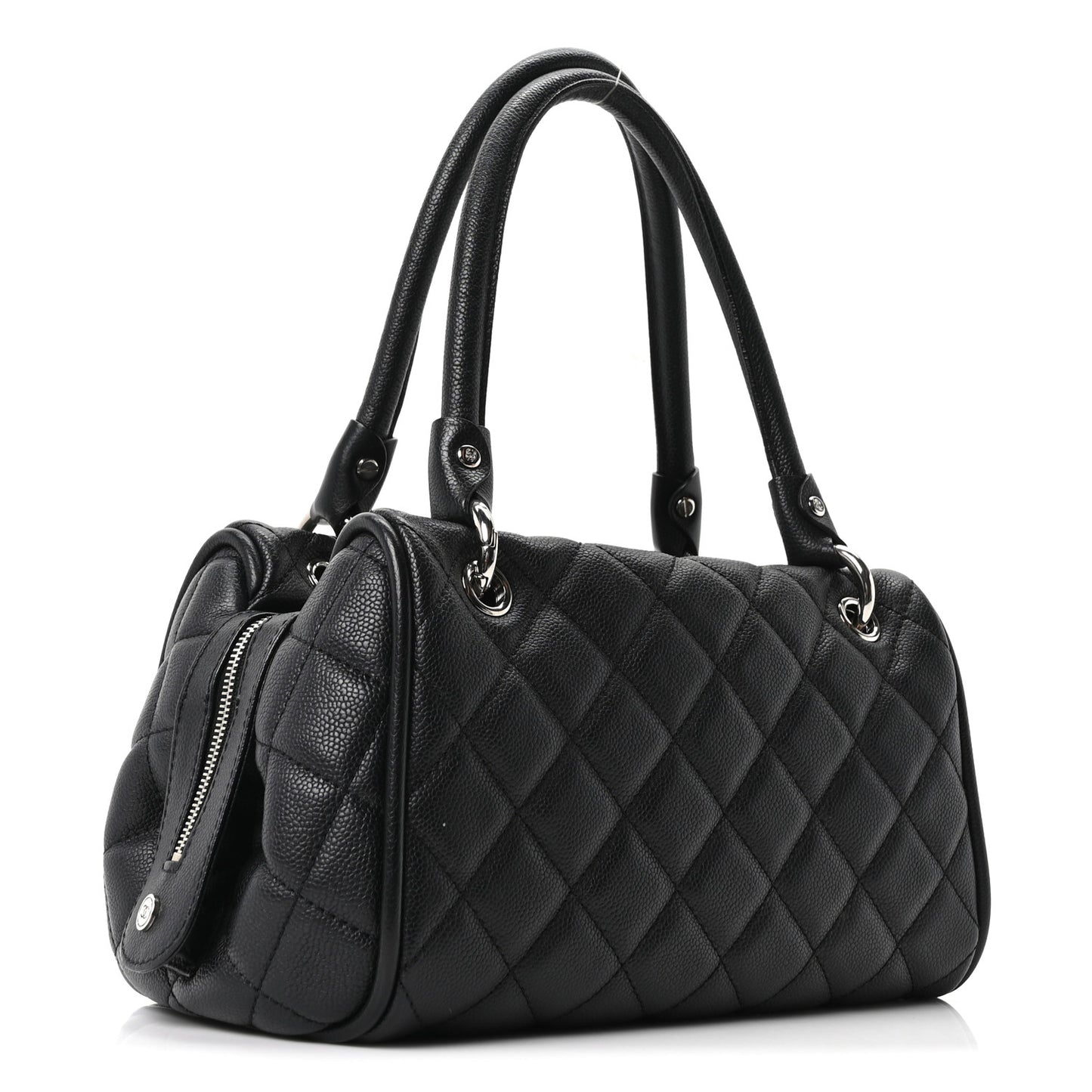 Caviar Quilted Timeless Bowler Black