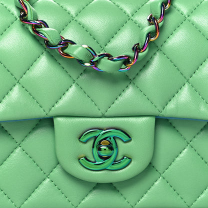 Chanel Lambskin Quilted Mini Rectangular Flap Green Blue 8 of 10