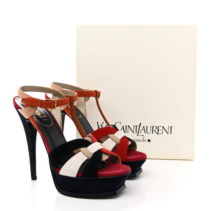 Saint Laurent Suede Tribute 105 Platform Sandals 39 Pacific 15 of 15