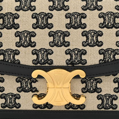Celine Canvas Calfskin Triomphe Embroidered Teen Triomphe Bag Black 9 of 11