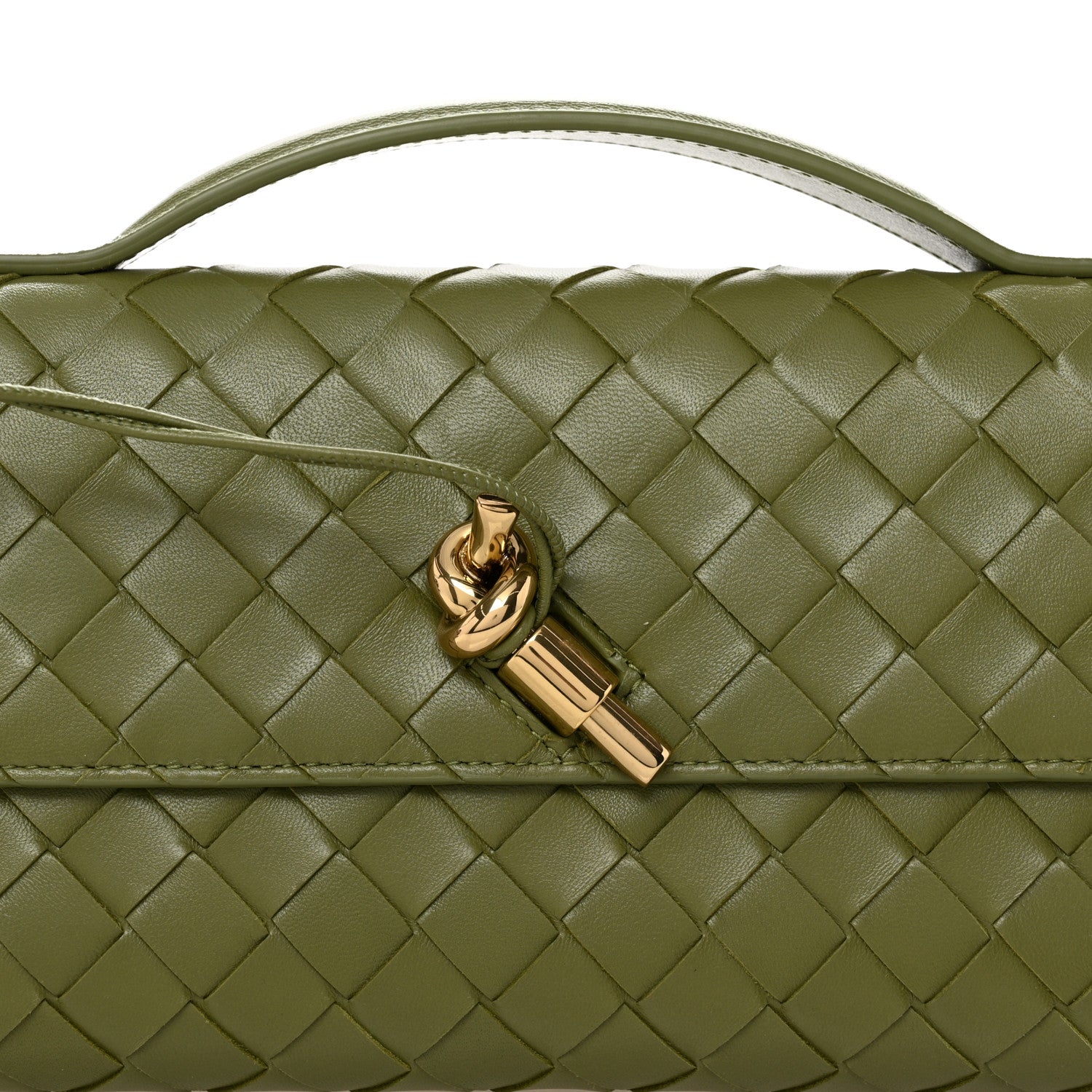 Bottega Veneta Nappa Intrecciato Long Andiamo Top Handle Clutch Matcha 8 of 10