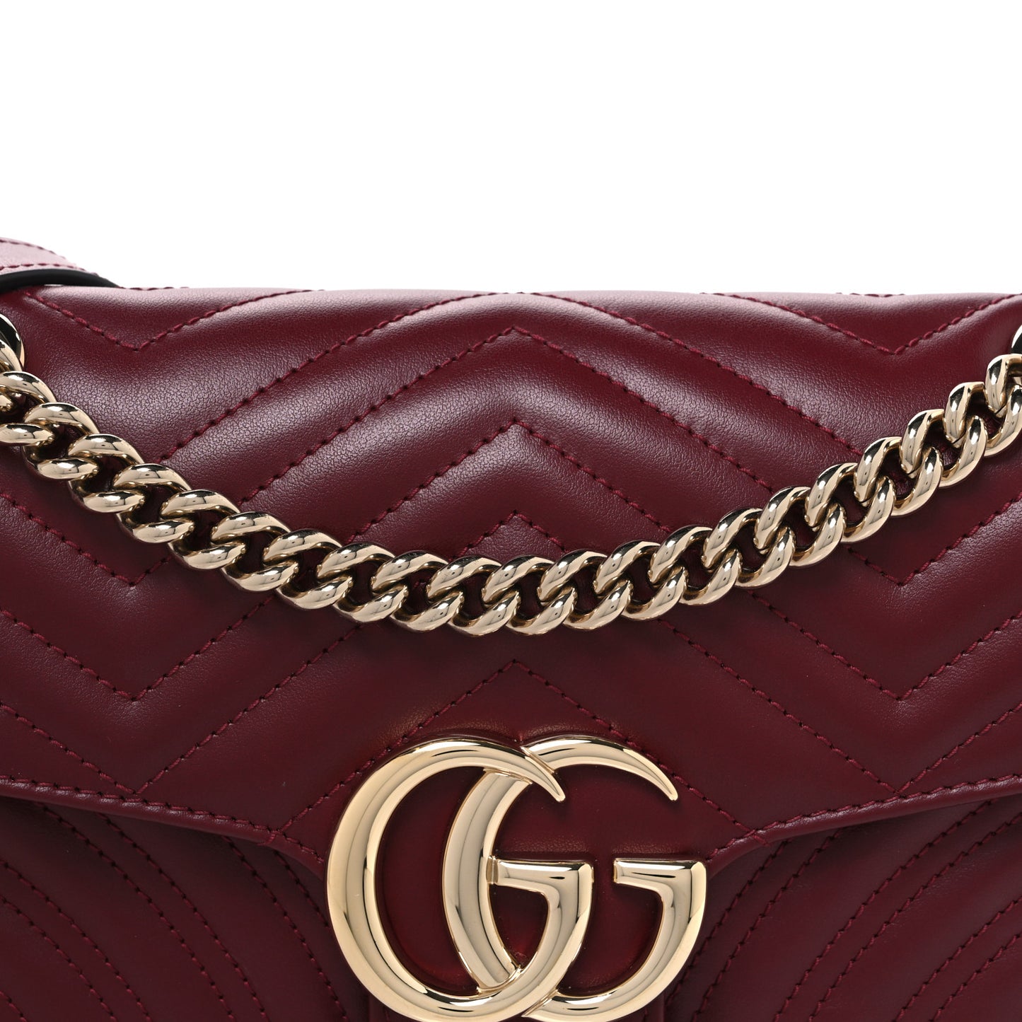 Lambskin Matelasse Small GG Marmont Shoulder Bag  Rosso Ancora