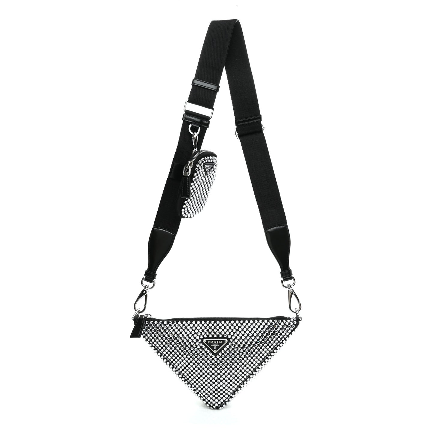 Satin Crystal Triangle Shoulder Bag Cristal