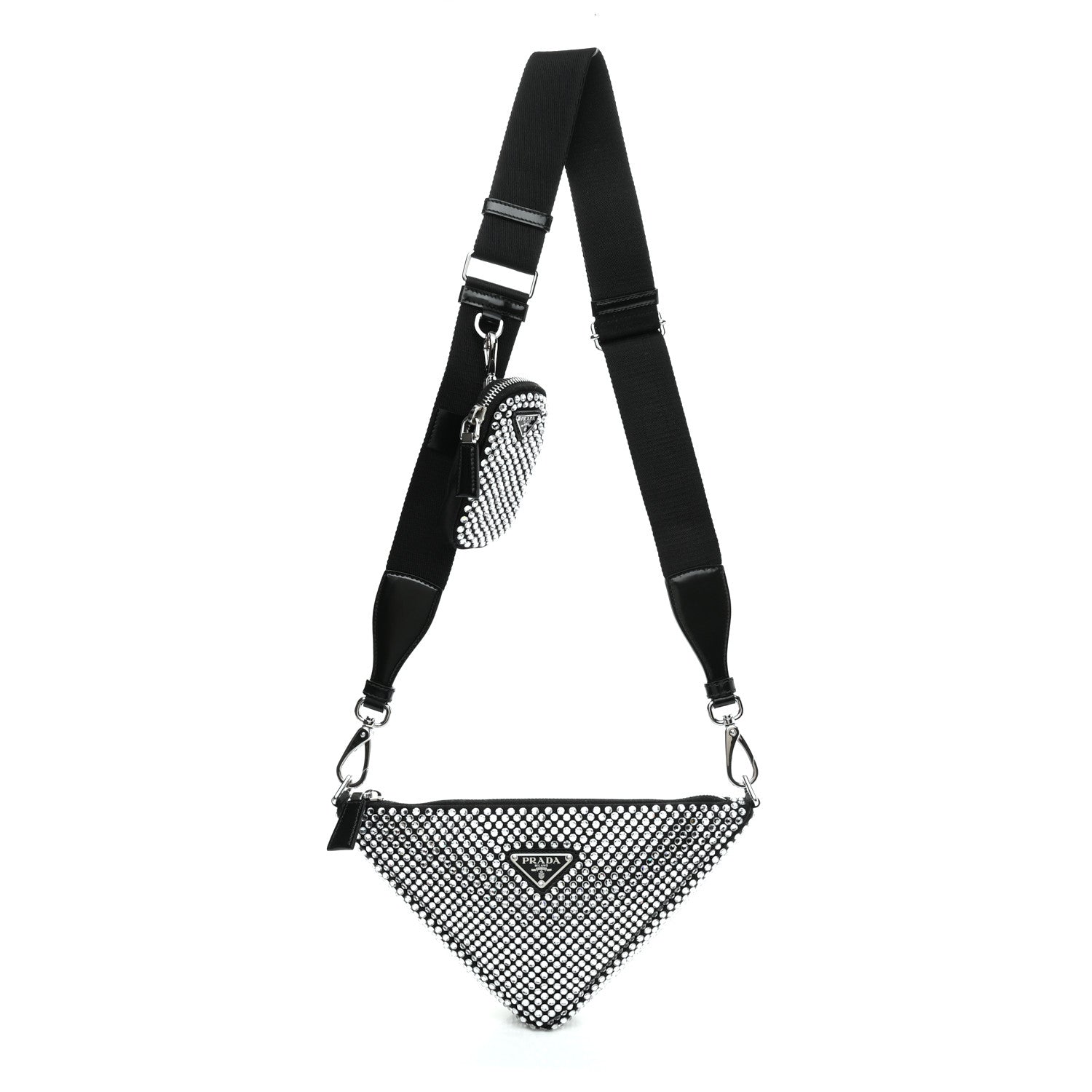 Prada Satin Crystal Triangle Shoulder Bag Cristal 1 of 9