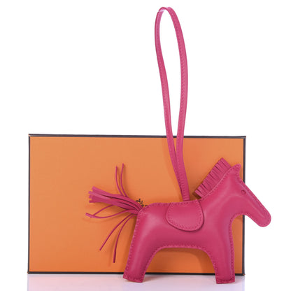 Hermes Milo Lambskin Grigri Rodeo Horse Bag Charm MM Rose Mexico 4 of 4