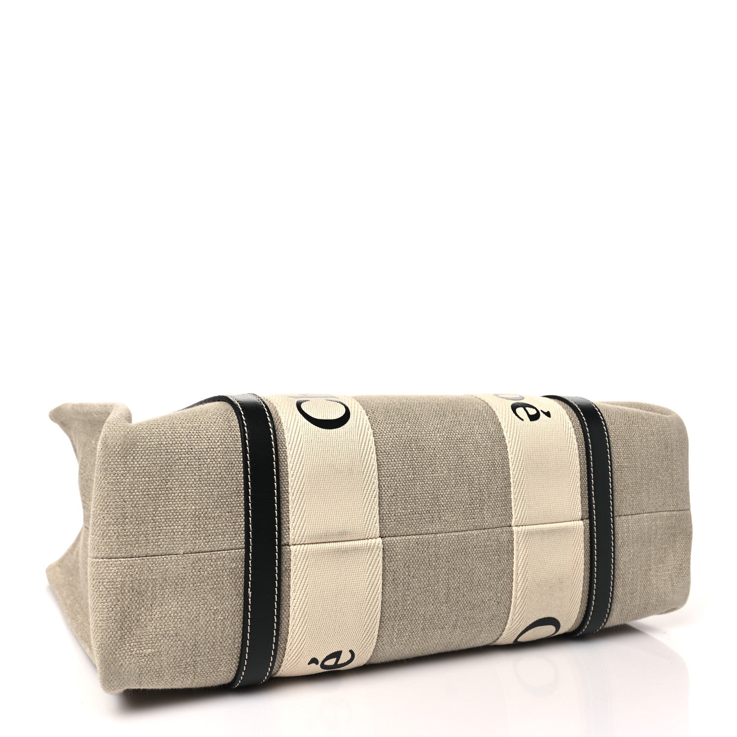 Chloe Linen Calfskin Medium Woody Ribbon Tote White Blue 4 of 11